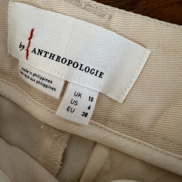 Anthropologie cream lyocell blend Bermuda shirts with belt size 6 NWT - Picture 4 of 13